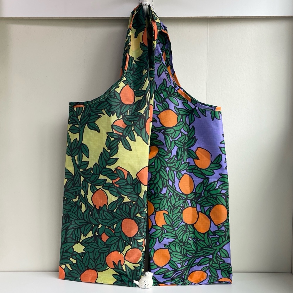 BAGGU Reusable Shopping Bag In The Orange Tree Periwinkle Set Of 2